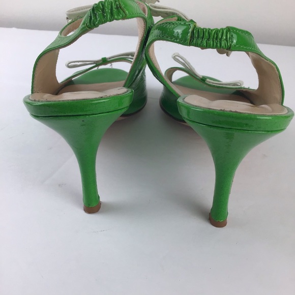 Vintage Butter-green ankle strap heels with bows-9 - Picture 8 of 11